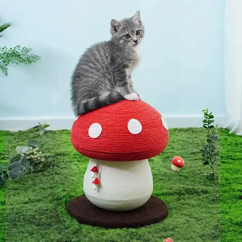 Mushroom-Shaped Cat Scratcher - Handmade Pet Furniture for Playful Cats