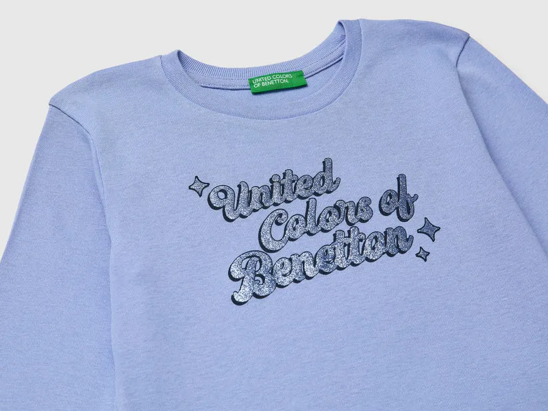 T-Shirt aus Bio-Baumwolle mit Glitzerlogo