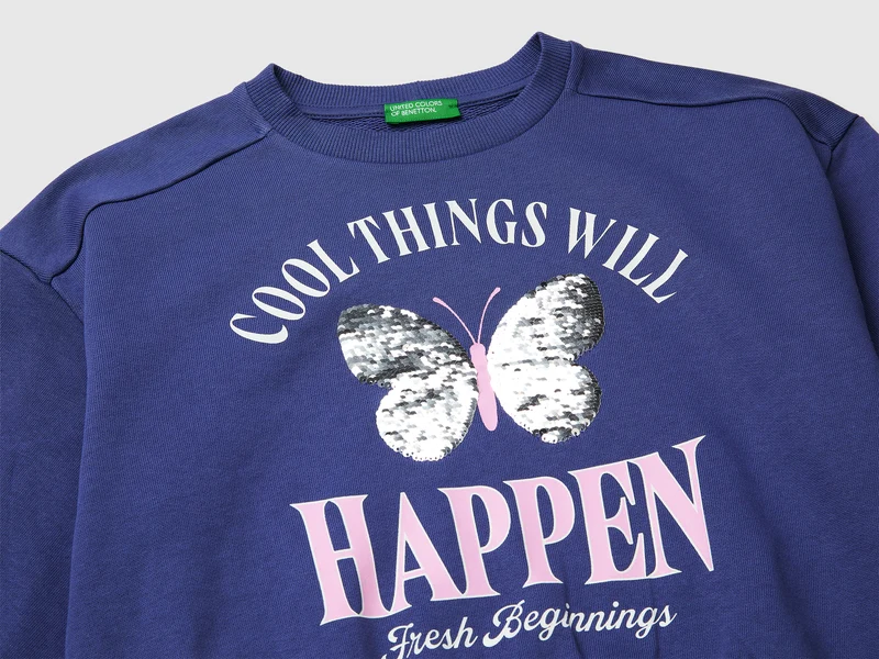 Sweatshirt mit Aufdruck und Pailletten
