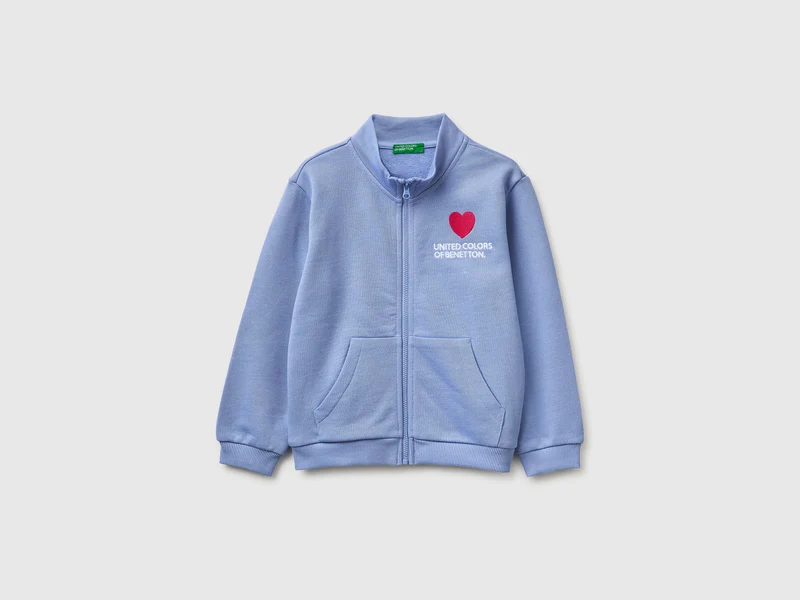Sweatshirt mit Reißverschluss und Aufdruck