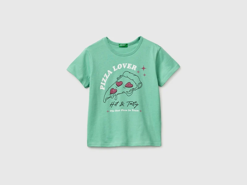 T-Shirt mit Aufdruck und Glitzer