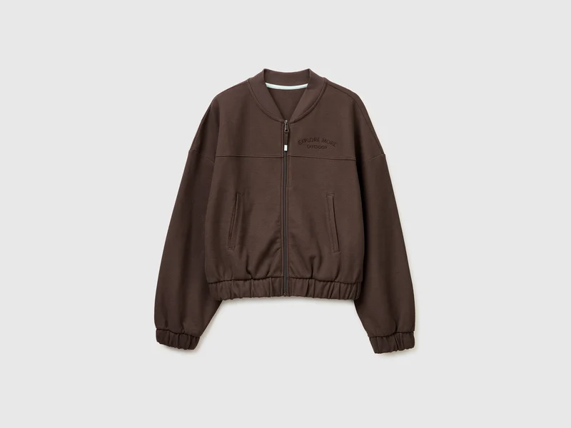 Sweatshirt im Bomberjackenstil mit Stickerei
