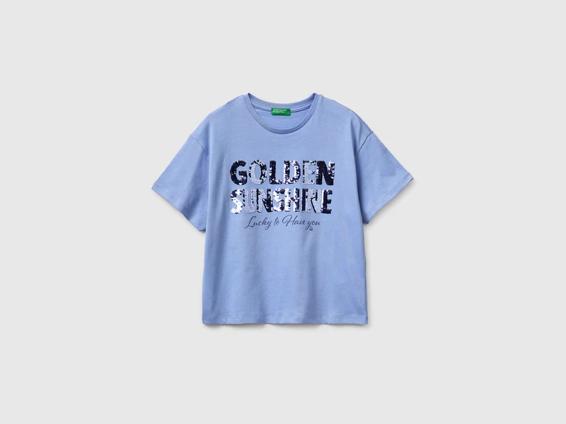 T-Shirt mit Aufdruck und Pailletten