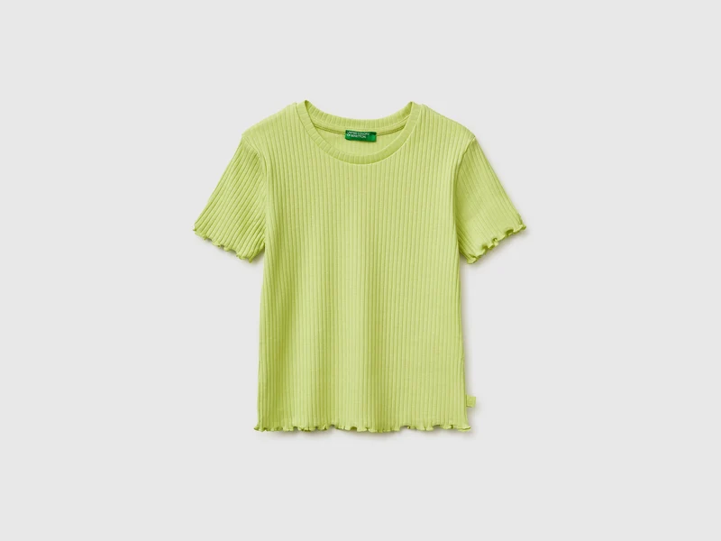 Schmal geschnittenes, geripptes T-Shirt