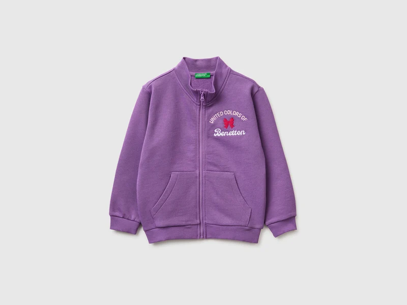 Sweatshirt mit Reißverschluss und Aufdruck