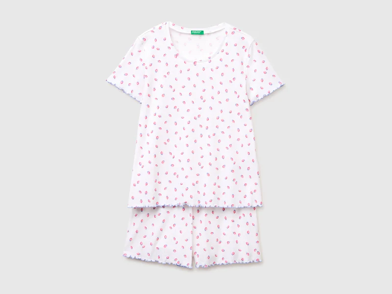 Gerippter, gemusterter kurzer Pyjama