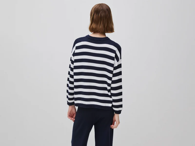Gestreifter Trikot-Baumwollpullover