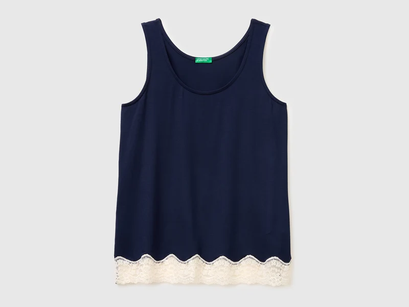 Fließendes Tanktop mit Spitze am Saum