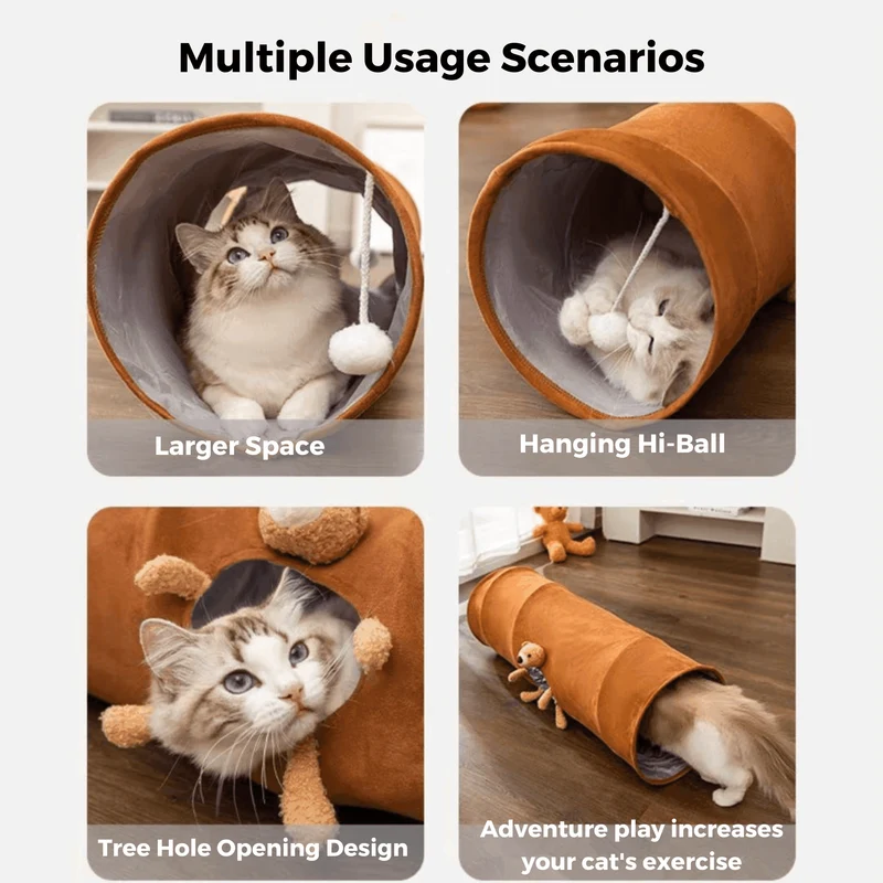 Cat Tunnel Toy - Collapsible Interactive Play for Kittens