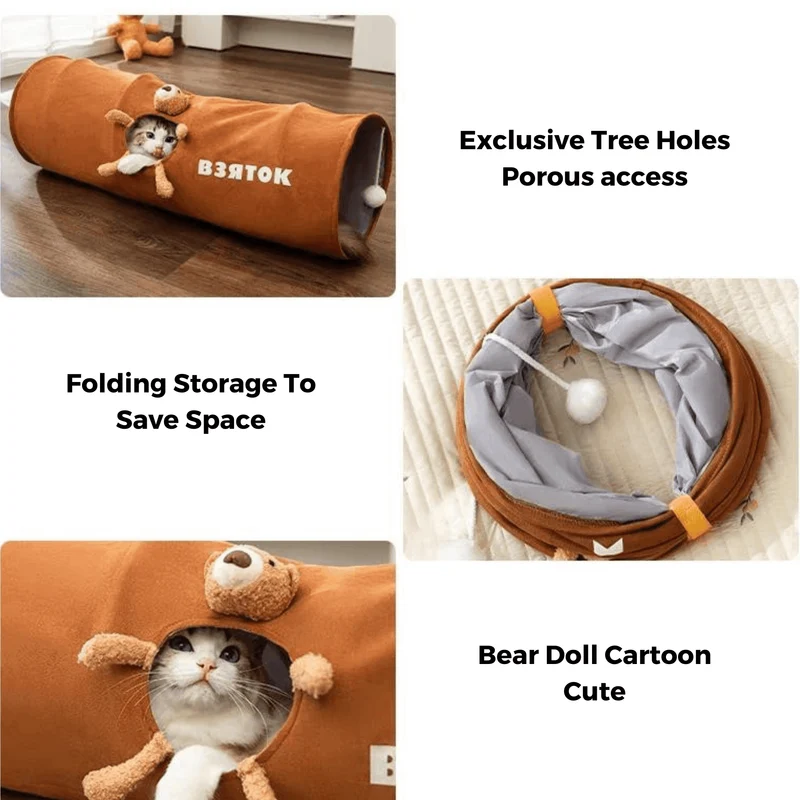 Cat Tunnel Toy - Collapsible Interactive Play for Kittens