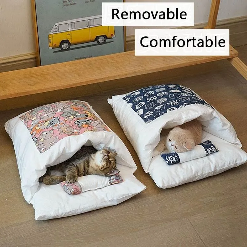Cozy Japanese Cat Bed - Adorable Pet Sleeping Spot