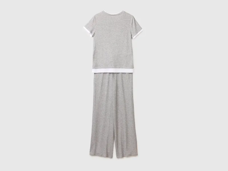 Pyjama aus gerippter Viskose