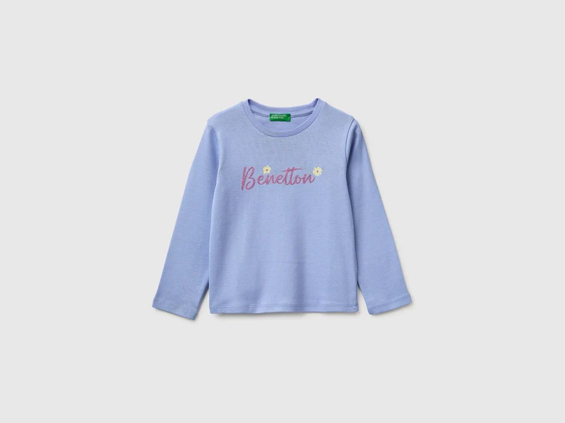 T-Shirt aus Bio-Baumwolle mit Glitzerlogo