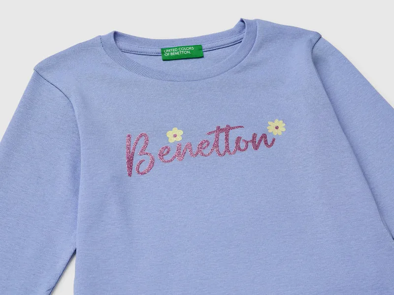 T-Shirt aus Bio-Baumwolle mit Glitzerlogo