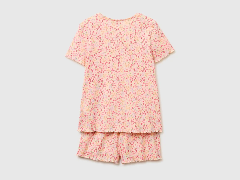 Gerippter, gemusterter kurzer Pyjama