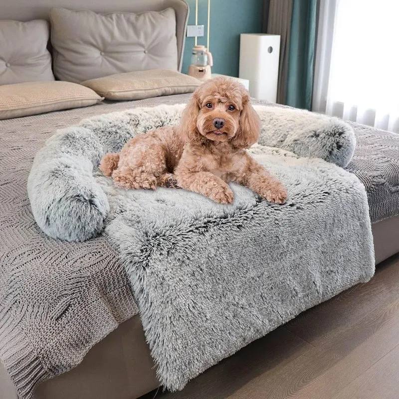 Waterproof Large Plush Pet Sofa Cover - Bed Protector