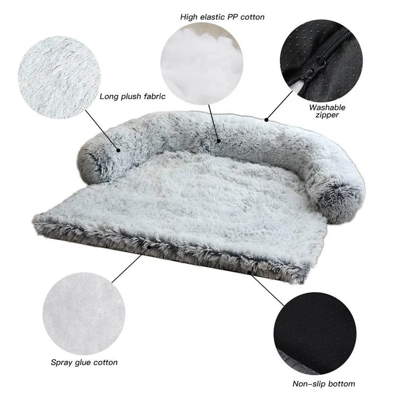 Waterproof Large Plush Pet Sofa Cover - Bed Protector