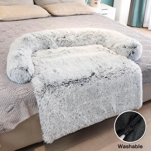 Waterproof Large Plush Pet Sofa Cover - Bed Protector