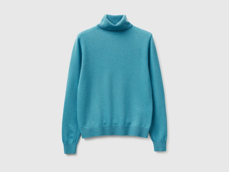 Rollkragenpullover aus reiner Merinowolle in Zuckerpapier