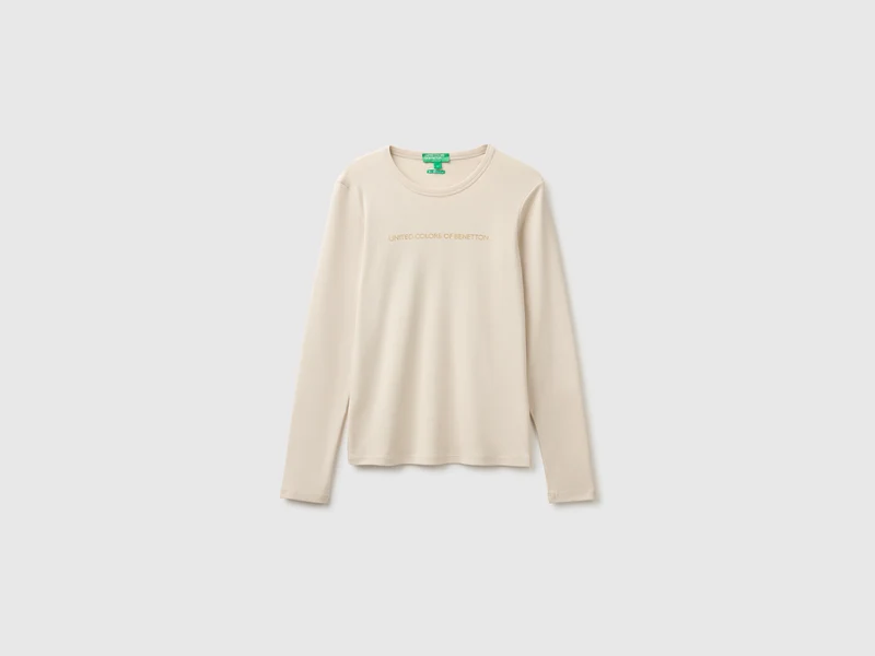 Langärmeliges T-Shirt mit Glitzerlogo