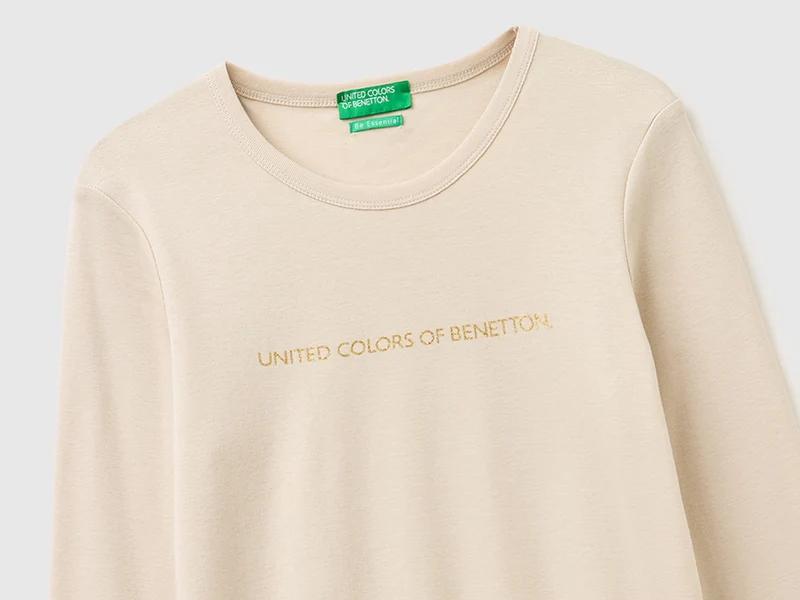Langärmeliges T-Shirt mit Glitzerlogo