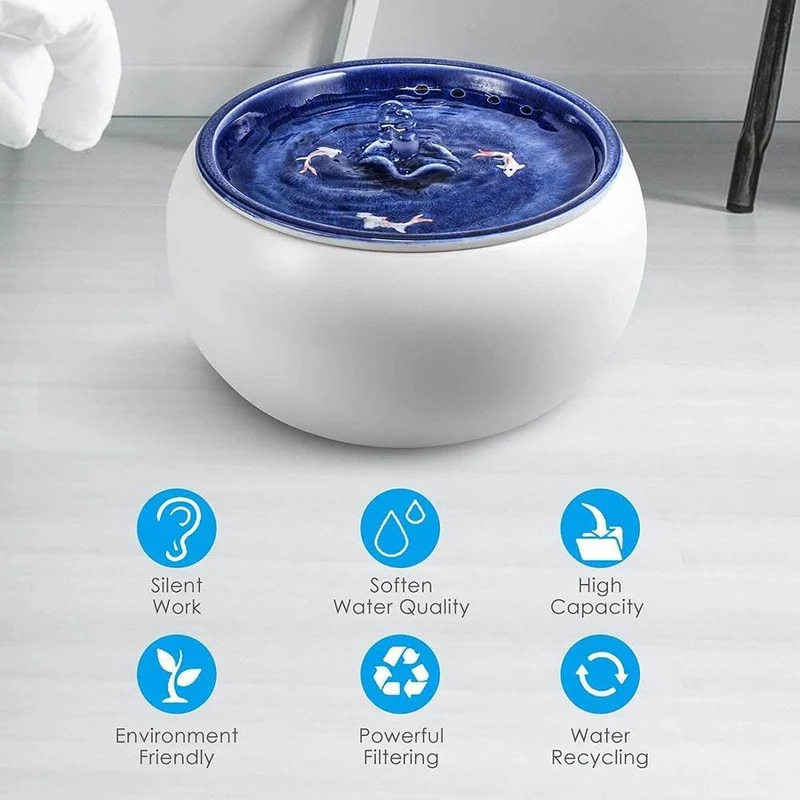 Automatic Pet Water Fountain - Smart Ceramic Dispenser for Cats Dogs