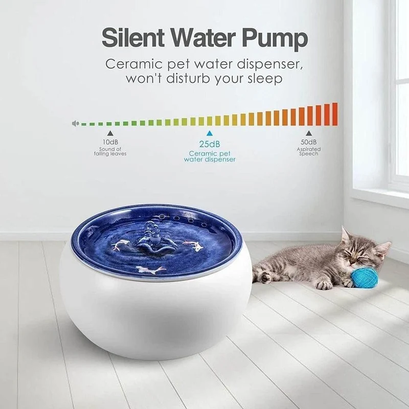 Automatic Pet Water Fountain - Smart Ceramic Dispenser for Cats Dogs