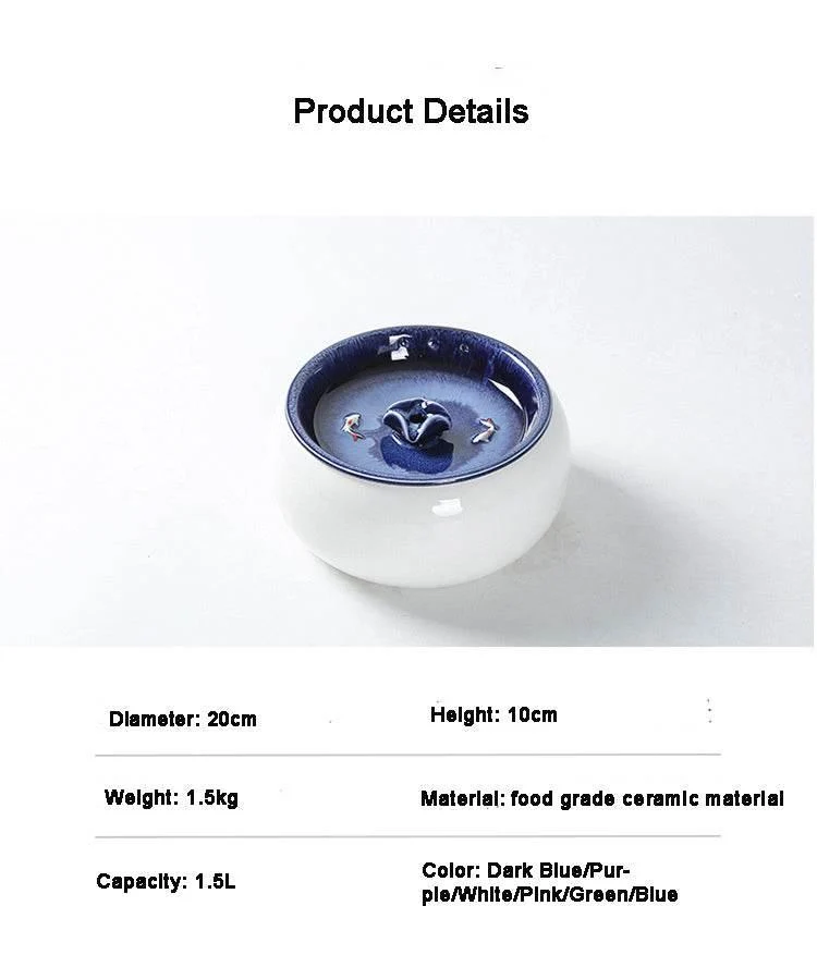 Automatic Pet Water Fountain - Smart Ceramic Dispenser for Cats Dogs