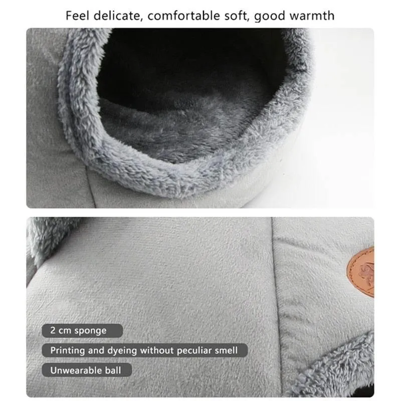 Fluffy Cat Bed - Cozy Indoor Cave Style