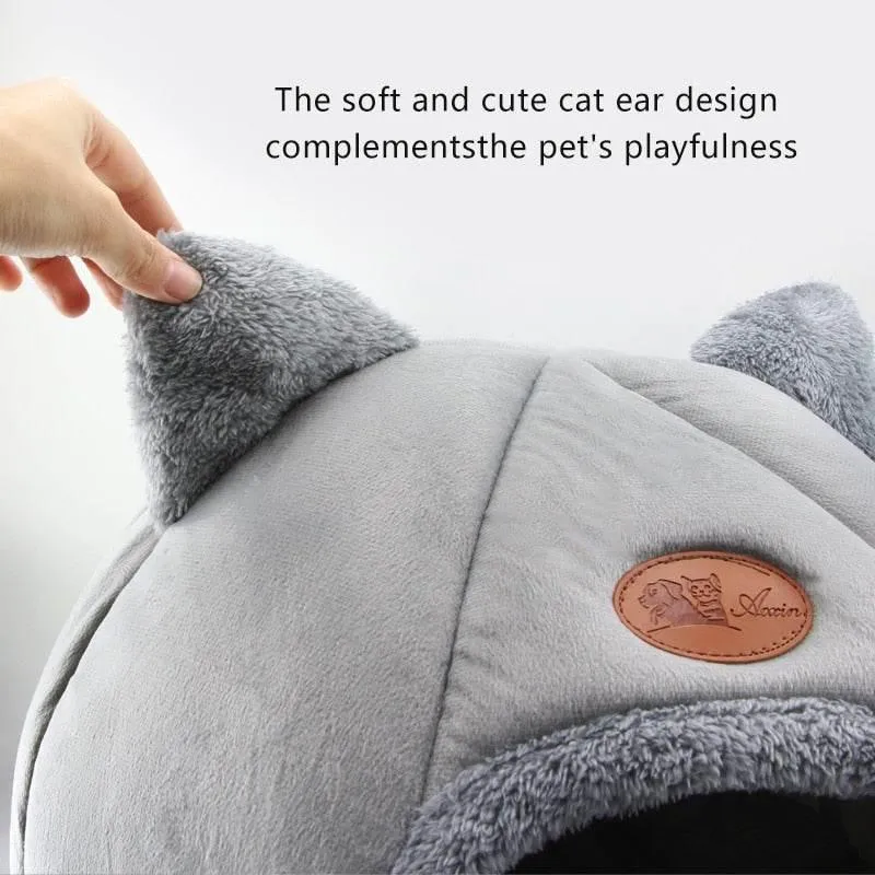 Fluffy Cat Bed - Cozy Indoor Cave Style