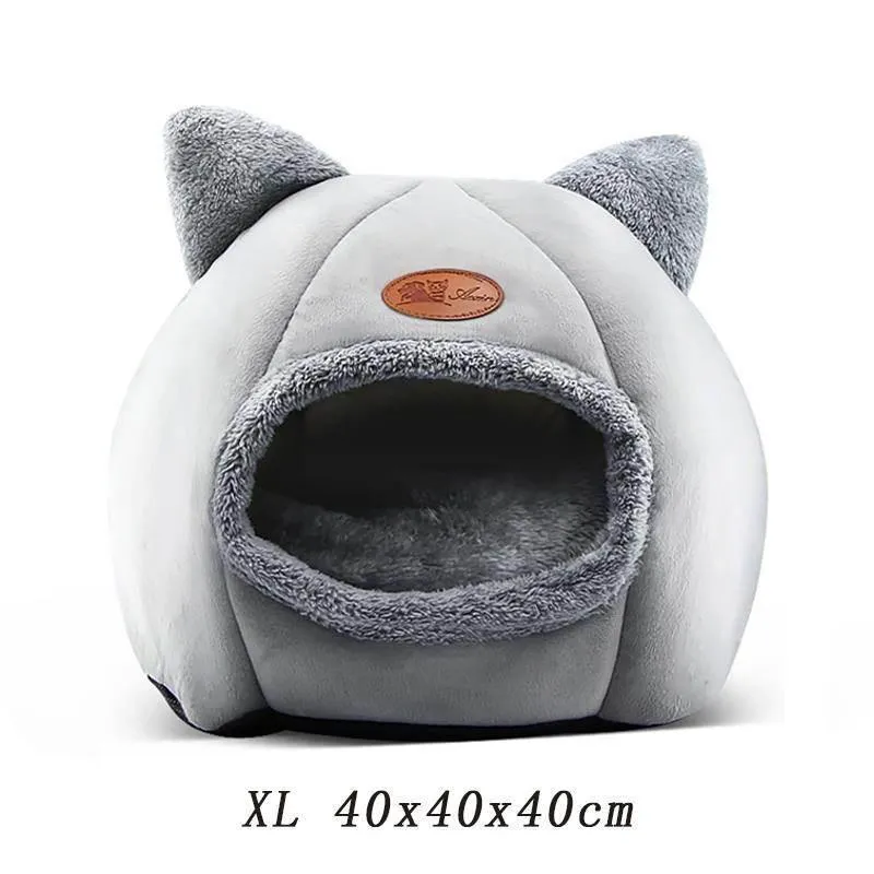 Fluffy Cat Bed - Cozy Indoor Cave Style