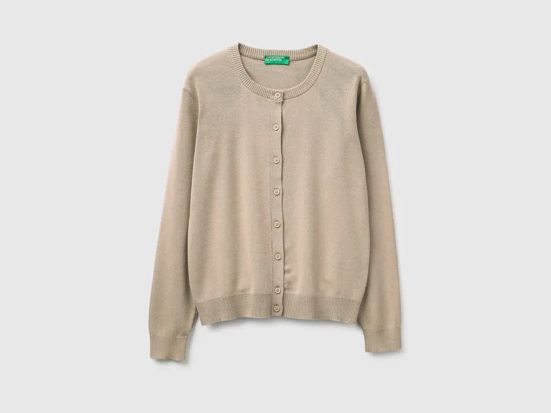 Beige Strickjacke aus Trikotbaumwolle