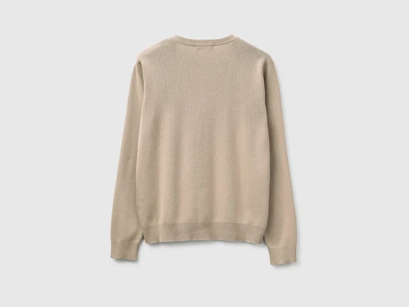 Beige Strickjacke aus Trikotbaumwolle