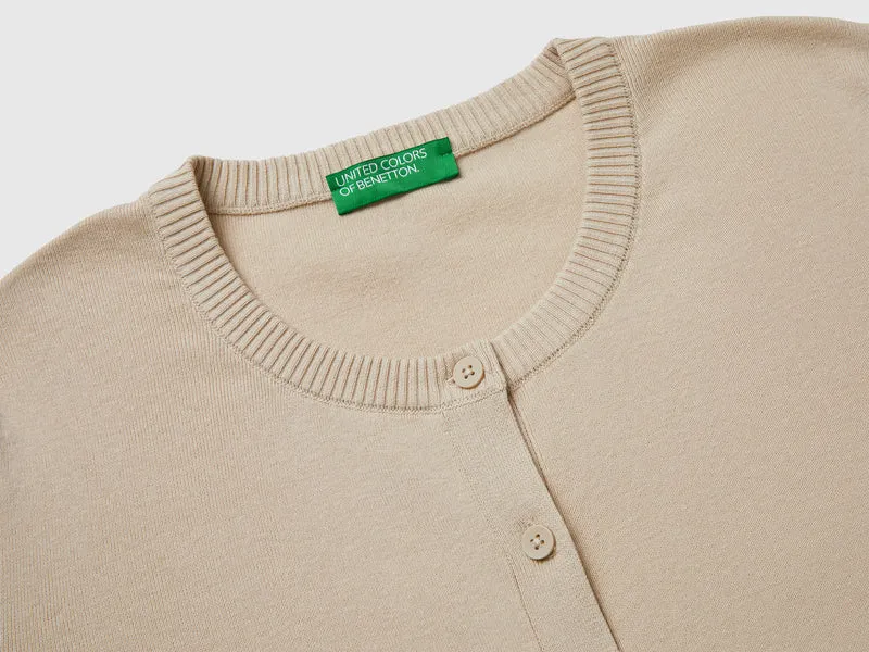 Beige Strickjacke aus Trikotbaumwolle