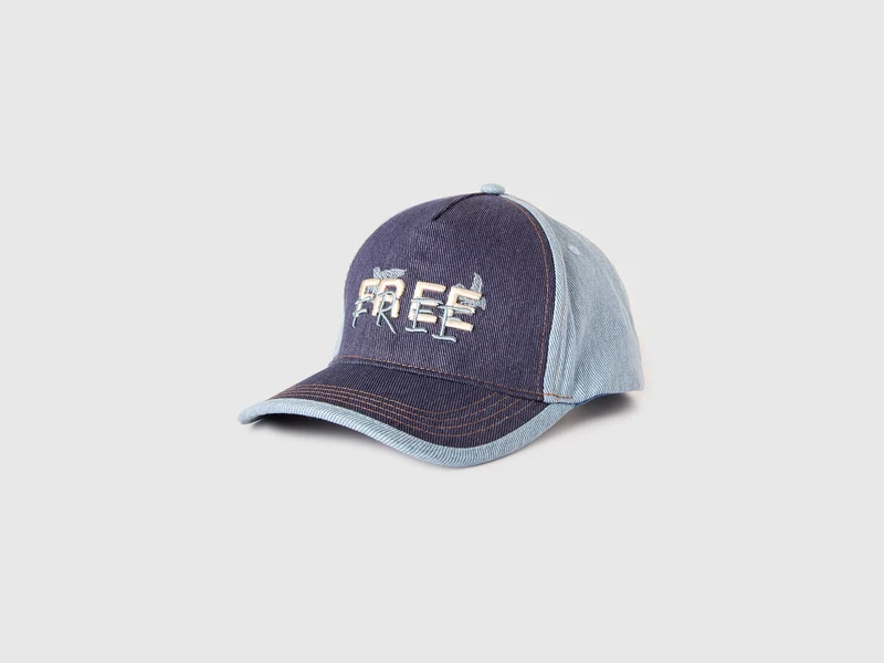 Jeans-Baseballkappe mit Slogan