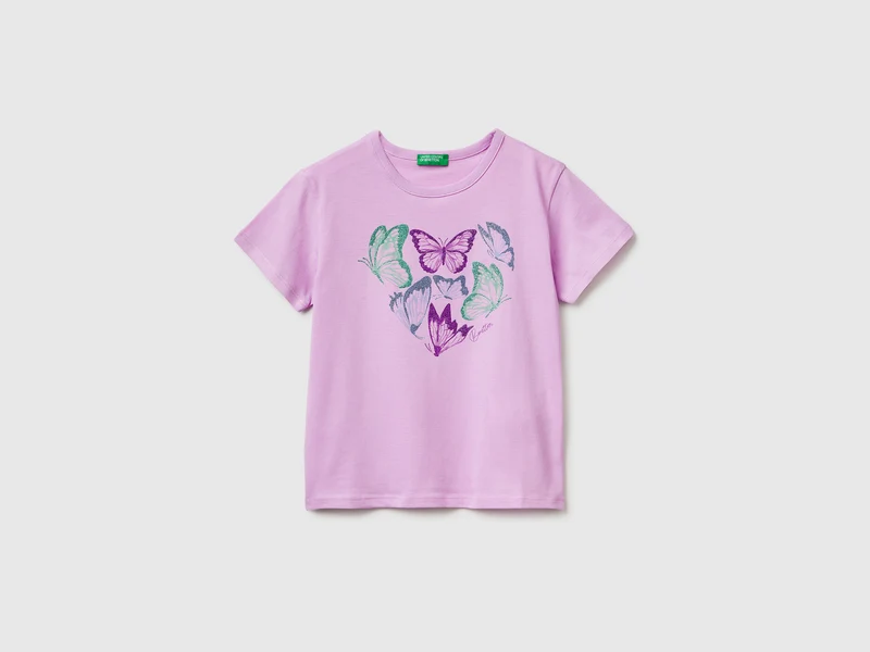 T-Shirt mit Aufdruck und Glitzer