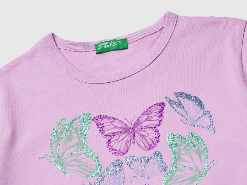 T-Shirt mit Aufdruck und Glitzer
