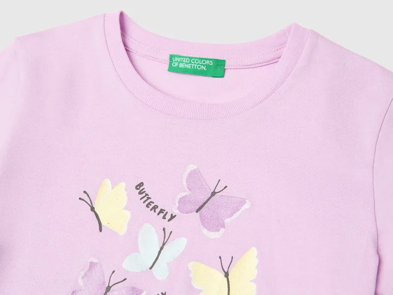 T-Shirt mit Aufdruck und Glitzer