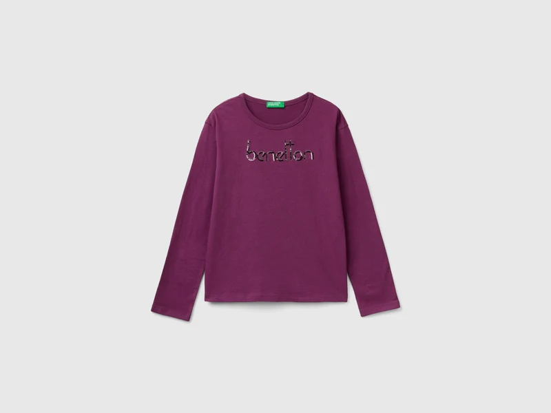 T-Shirt aus warmer Bio-Baumwolle mit Pailletten