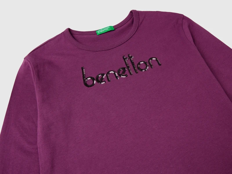 T-Shirt aus warmer Bio-Baumwolle mit Pailletten