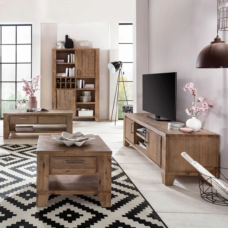 Sideboard Akazie massiv Braun gebürstet Avora