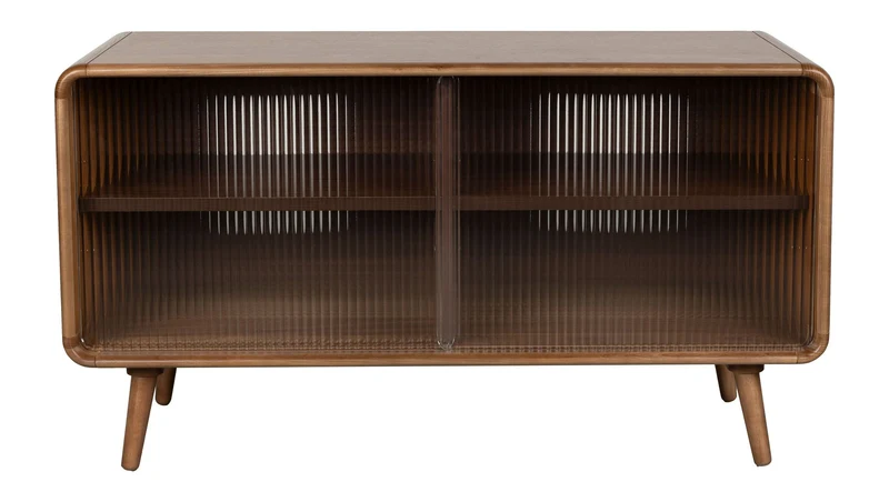 Sideboard Rise Walnut mit Schiebetür aus Riffelglas von Zuiver