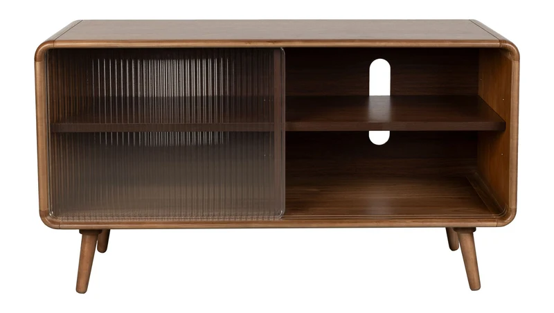 Sideboard Rise Walnut mit Schiebetür aus Riffelglas von Zuiver