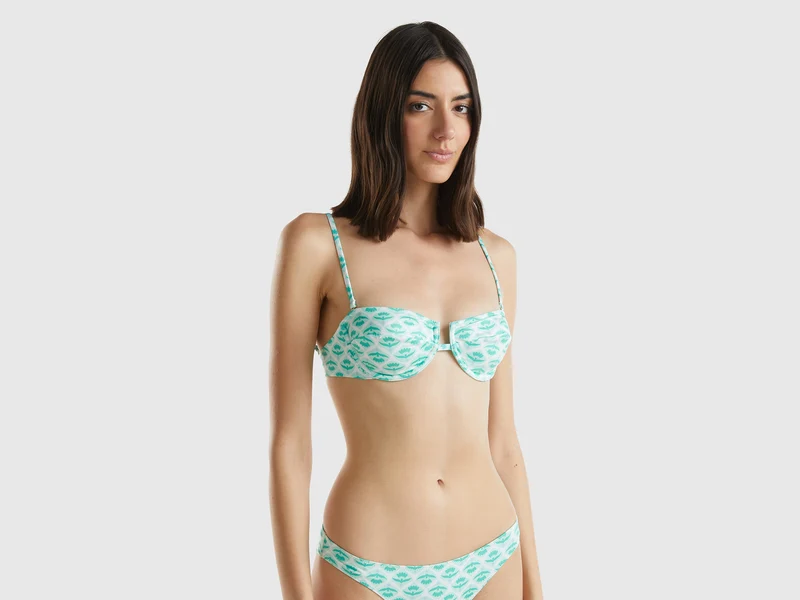 Bandeau-Bikinioberteil mit Blumendruck