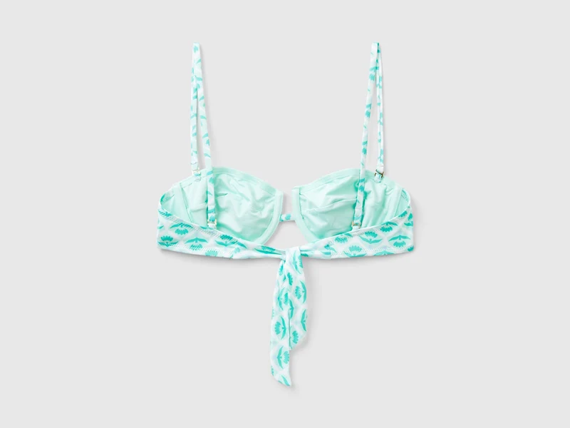 Bandeau-Bikinioberteil mit Blumendruck