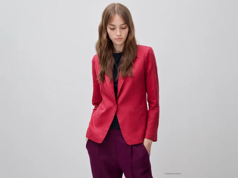 Einreihiger Blazer aus reinem Leinen