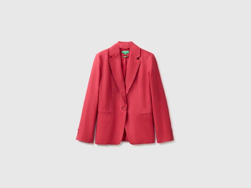 Einreihiger Blazer aus reinem Leinen