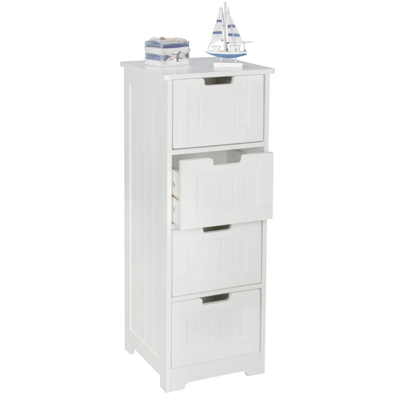 Badschrank Landhaus MDF 30x83x30cm weiß 4 Schubladen