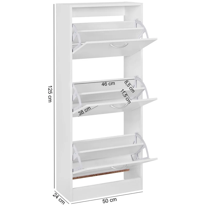 Schuhschrank 3 Fächer klappbar 125cm für 18 Paar modern