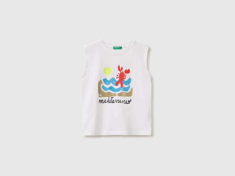 Oversize-Tanktop mit Print und Stickerei